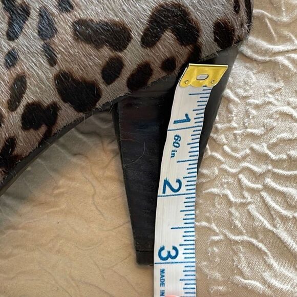M&S Collection Womens Animal Print Ankle Boots Insolia Heels Tan Leather Size 3/ - Picture 9 of 10
